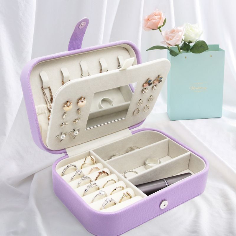 Portable Quadrat Mini Schmuck Reisetasche Ringe Ohrringe Halskette Hochzeitsfeier Geschenkbox