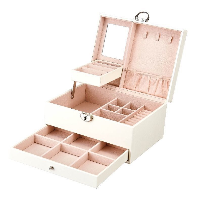 Mittlerer offener Weg Clamshell PU-Lederschmuck-Set/Ring/Eearring/Halsband/Armband/Uhr-Speicher für und Luxusschmuck
