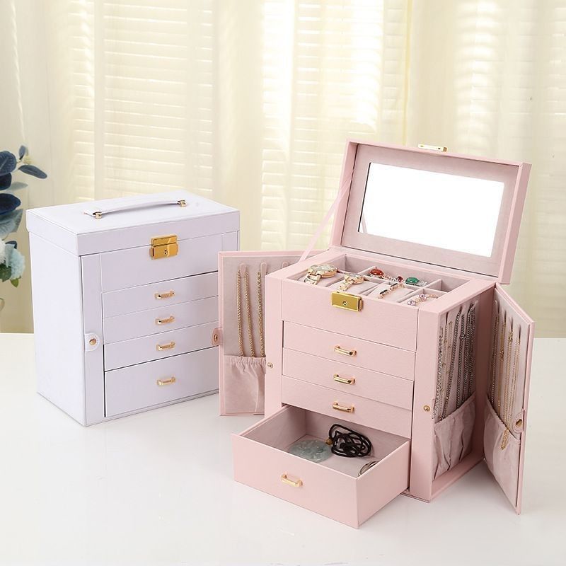 Mittlerer offener Weg Clamshell PU-Lederschmuck-Set/Ring/Eearring/Halsband/Armband/Uhr-Speicher für und Luxusschmuck