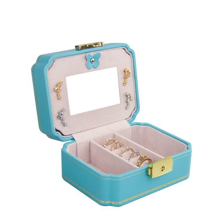 Customized Box Kreatives PU Schmuckfach für europäische Schmuckstücke Tragbare Reise Ohrringe Schmucksack Doppelspeicher