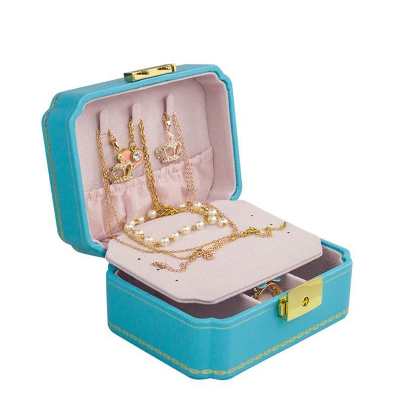 Customized Box Kreatives PU Schmuckfach für europäische Schmuckstücke Tragbare Reise Ohrringe Schmucksack Doppelspeicher