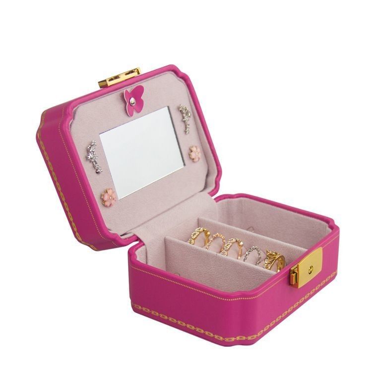 Customized Box Kreatives PU Schmuckfach für europäische Schmuckstücke Tragbare Reise Ohrringe Schmucksack Doppelspeicher