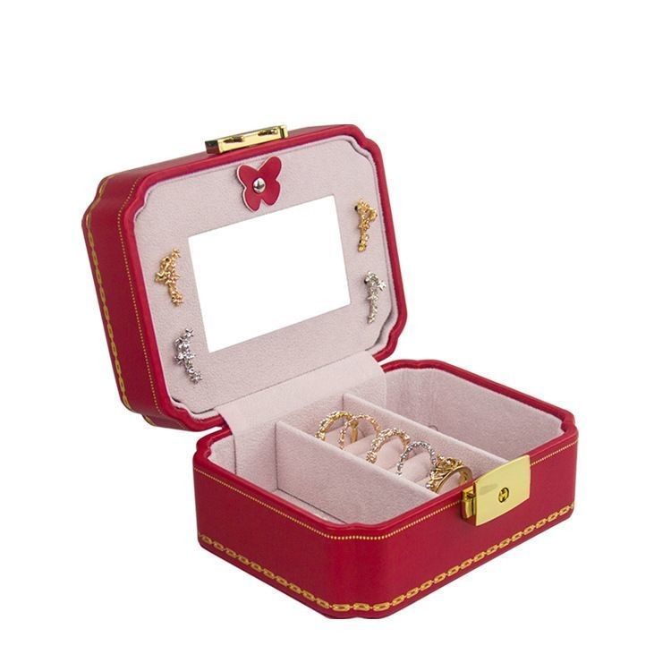 Customized Box Kreatives PU Schmuckfach für europäische Schmuckstücke Tragbare Reise Ohrringe Schmucksack Doppelspeicher