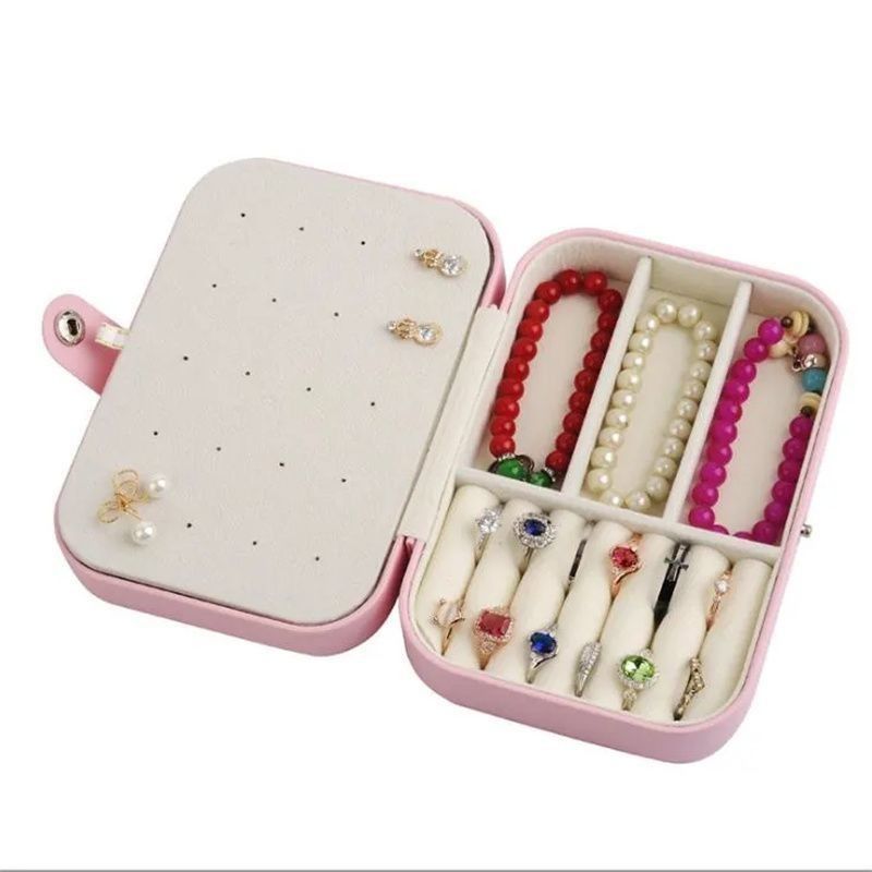 Custom Logo Luxus Schmuck Verpackungskiste PU Leder Flocking Storage Case Geschenkbox für Schmuck Halskette Ring