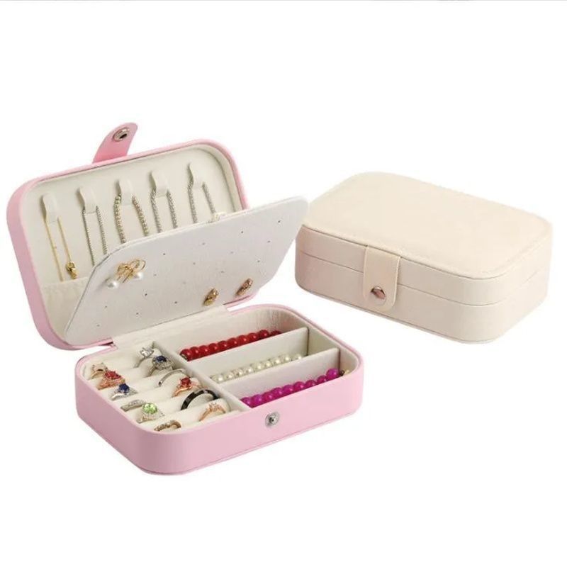 Custom Logo Luxus Schmuck Verpackungskiste PU Leder Flocking Storage Case Geschenkbox für Schmuck Halskette Ring