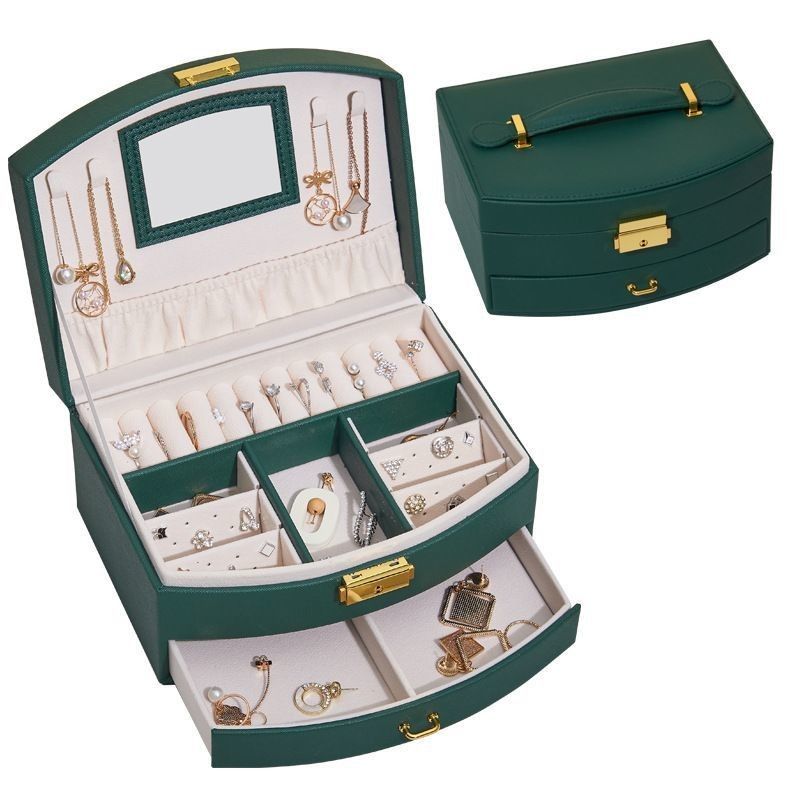 Luxus-Schmuckschrank aus PU-Leder Schmuckschrank zum Aufbewahren von Ringen / Halsketten