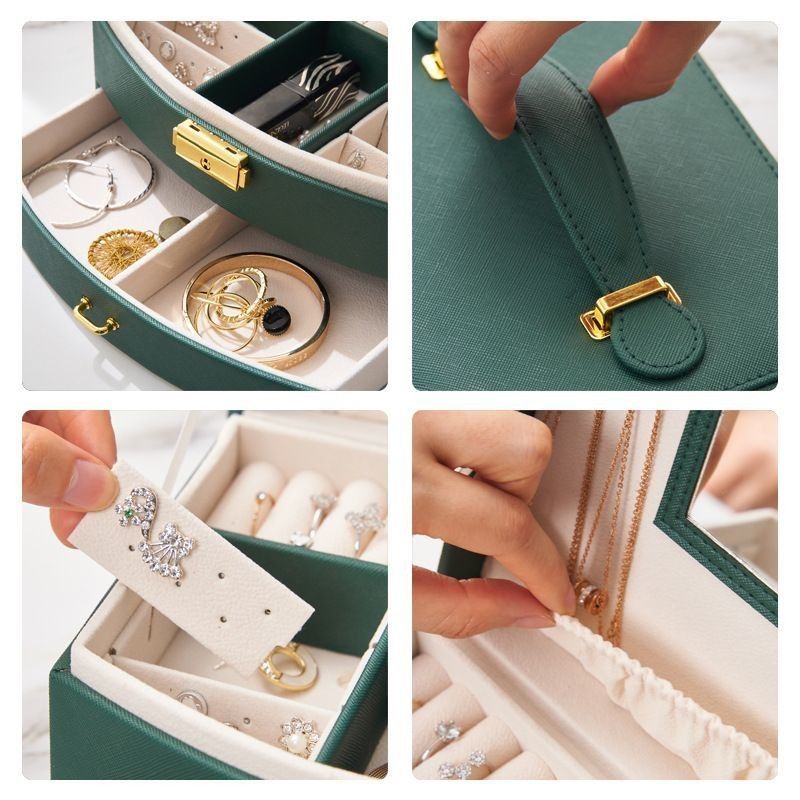 Luxus-Schmuckschrank aus PU-Leder Schmuckschrank zum Aufbewahren von Ringen / Halsketten