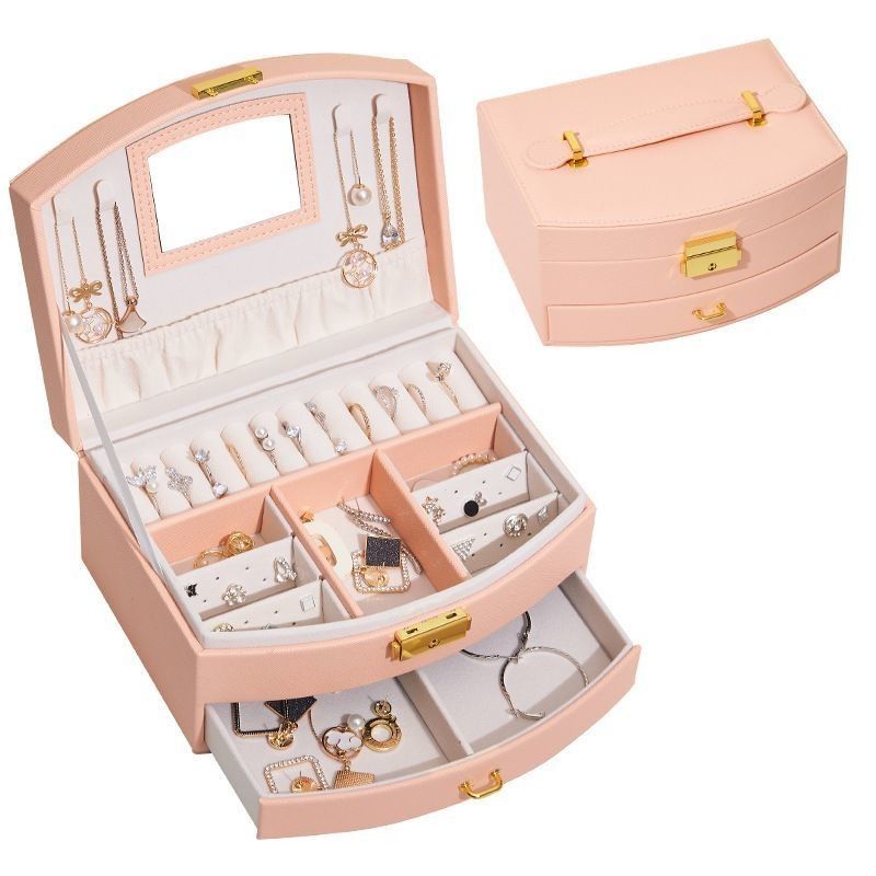 Luxus-Schmuckschrank aus PU-Leder Schmuckschrank zum Aufbewahren von Ringen / Halsketten