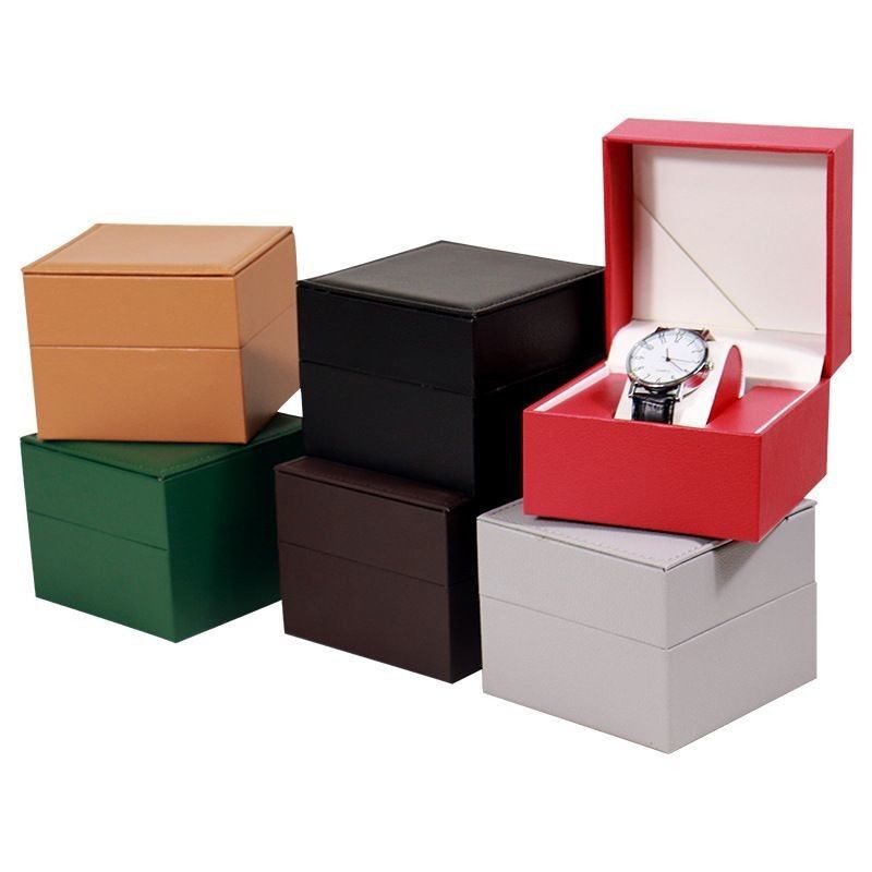 Elfenbeinkarton PU Leder Geschenk Display Boxen Öko-freundlich für Ring Schmuck Uhr Brieftasche