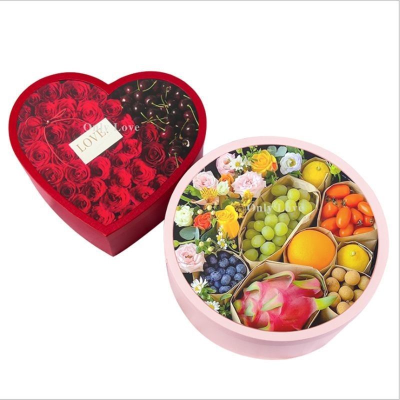 Offsetdruck Karton Herzförmige Blumenbox Papierverpackung Geschenkbox für Blumen