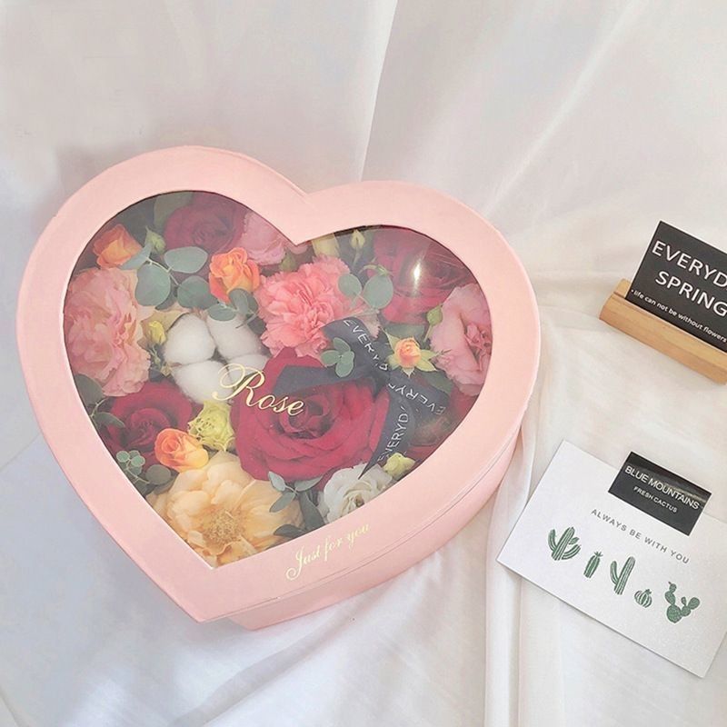 Offsetdruck Karton Herzförmige Blumenbox Papierverpackung Geschenkbox für Blumen