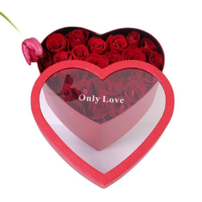 Offsetdruck Karton Herzförmige Blumenbox Papierverpackung Geschenkbox für Blumen