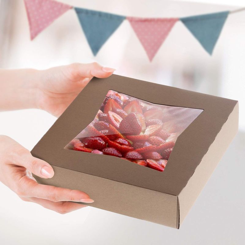 Flourish Ankunft Kuchen/Bäckerei/Süßigkeiten Klappfensterboxen mit Deckel Verpackungslösung mit 100% recyceltem Papier