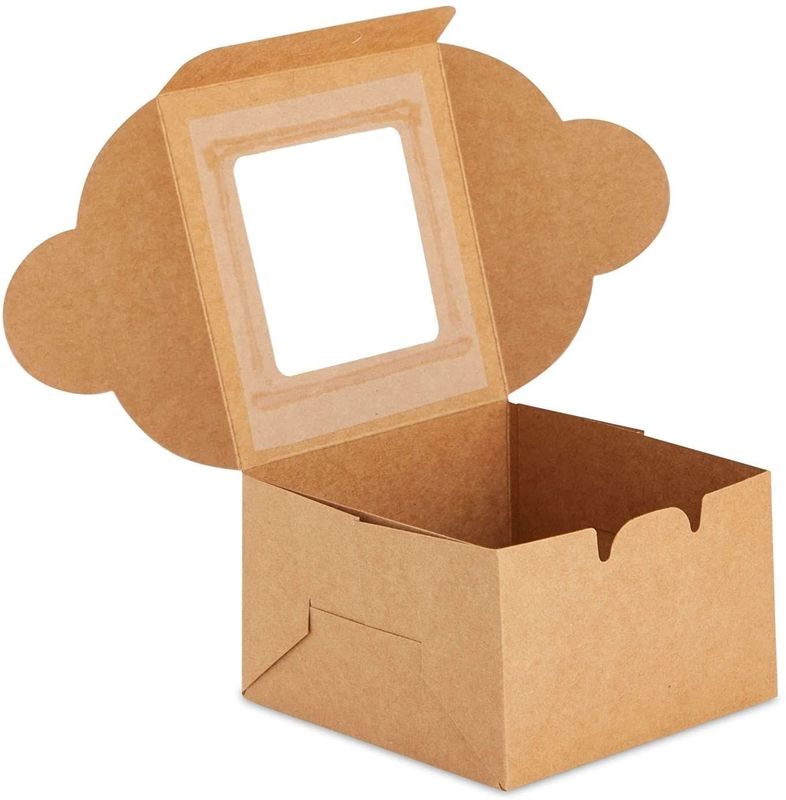 Flourish Ankunft Kuchen/Bäckerei/Süßigkeiten Klappfensterboxen mit Deckel Verpackungslösung mit 100% recyceltem Papier