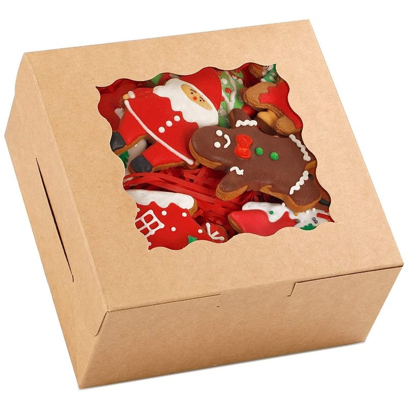 Flourish Ankunft Kuchen/Bäckerei/Süßigkeiten Klappfensterboxen mit Deckel Verpackungslösung mit 100% recyceltem Papier