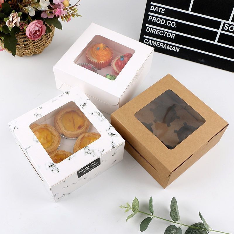 Flourish Ankunft Kuchen/Bäckerei/Süßigkeiten Klappfensterboxen mit Deckel Verpackungslösung mit 100% recyceltem Papier