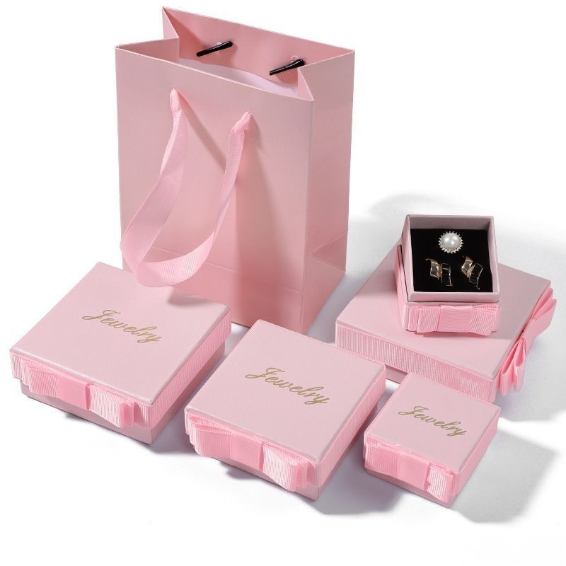 Rosa Schmuck Geschenkbox Öko-freundlich Warmstempel Luxus Papier Verpackungskiste