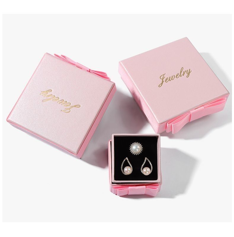 Rosa Schmuck Geschenkbox Öko-freundlich Warmstempel Luxus Papier Verpackungskiste