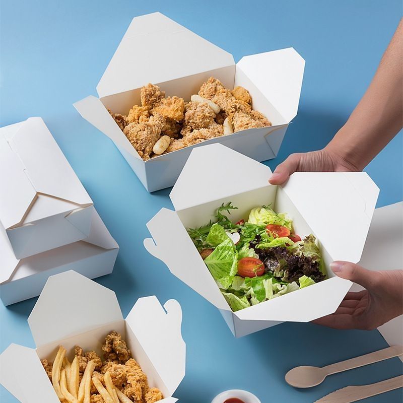 Weiße Karton-Gedächtniskiste Papier-Fast-Food-Verpackungskiste für Restaurant-Snacks