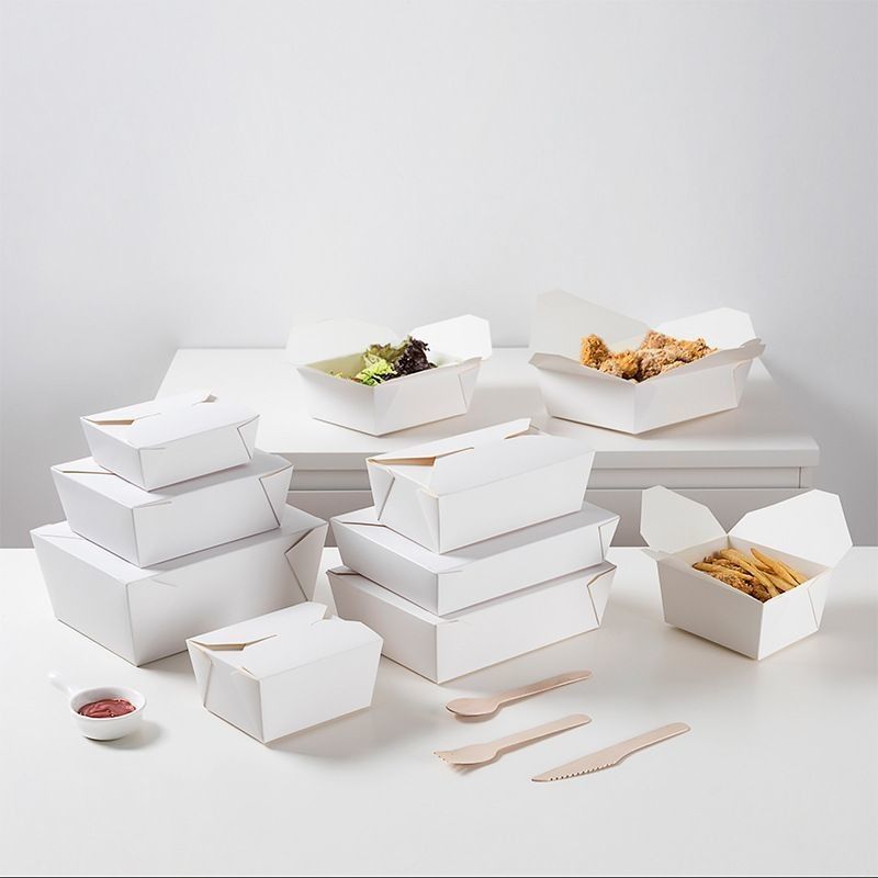 Weiße Karton-Gedächtniskiste Papier-Fast-Food-Verpackungskiste für Restaurant-Snacks