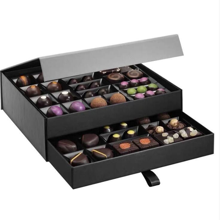 Schwarze Kunstpapier-Sondergeschenk-Box Magnetverpackungskisten für Lebensmittel und Süßigkeiten