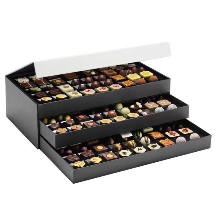Schwarze Kunstpapier-Sondergeschenk-Box Magnetverpackungskisten für Lebensmittel und Süßigkeiten