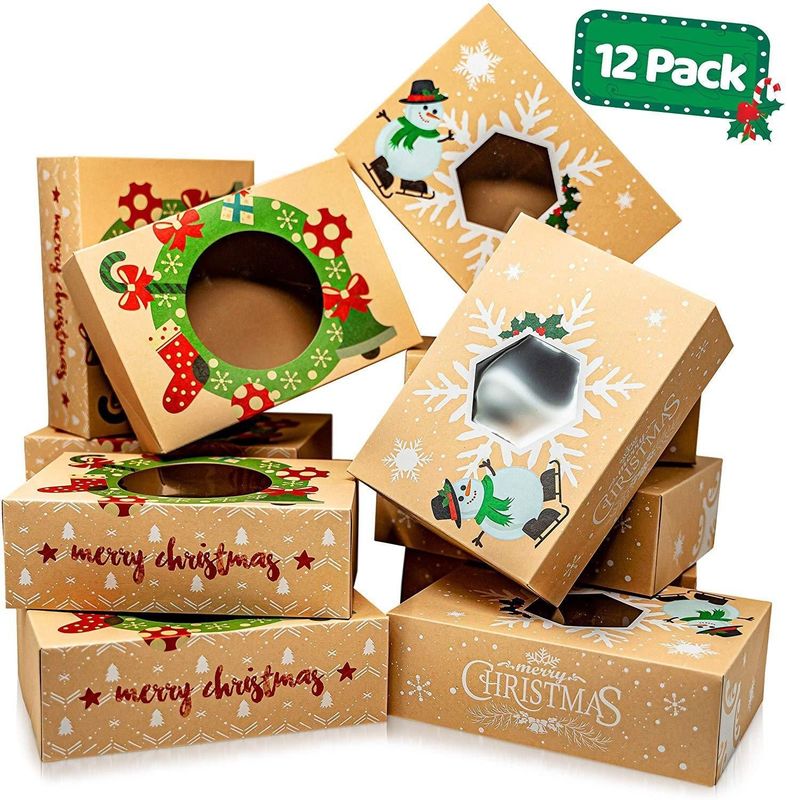 Kraft Klappkiste Weihnachtsgeschenk Verpackung für Schokoladenkuchen Bäckerei Dessert Lebensmittel Lager