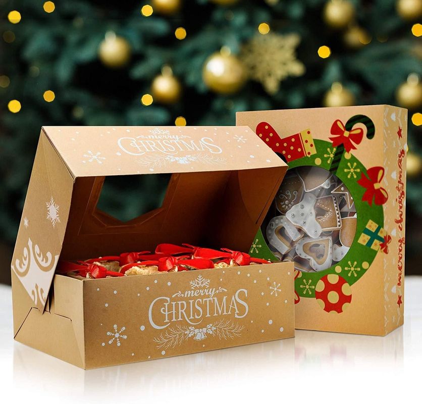 Kraft Klappkiste Weihnachtsgeschenk Verpackung für Schokoladenkuchen Bäckerei Dessert Lebensmittel Lager