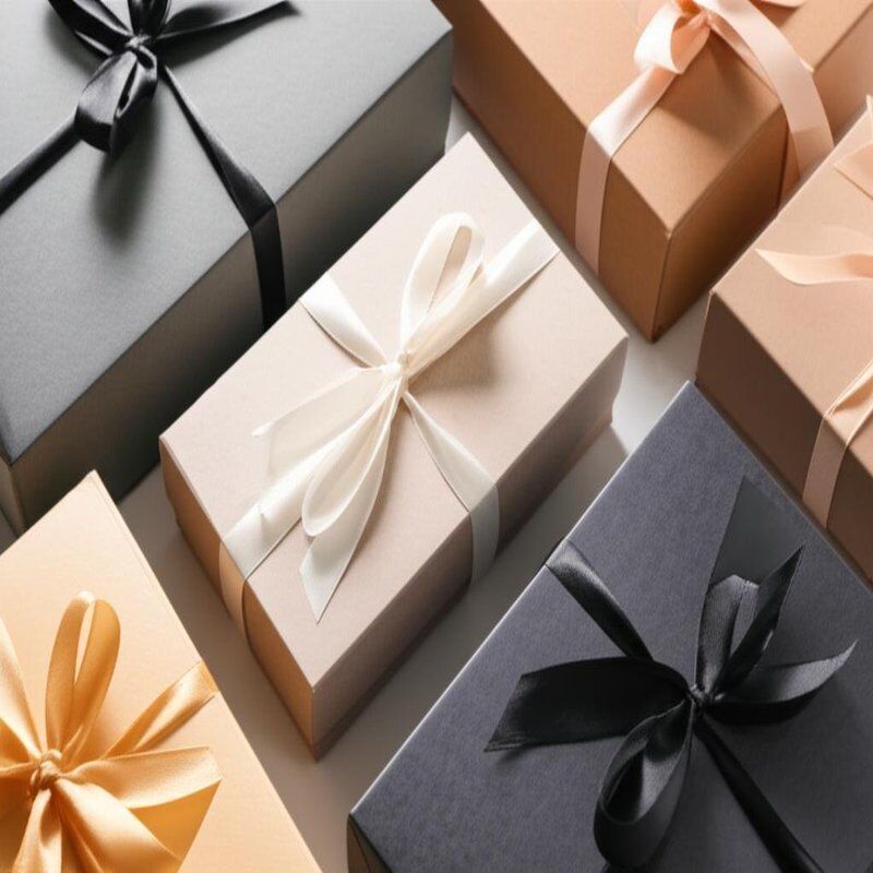 Recycled Materials Carton Gift Boxes Featuring Ribbon Closure Ideal for Luxury Packaging and Sustainable Product Presentation