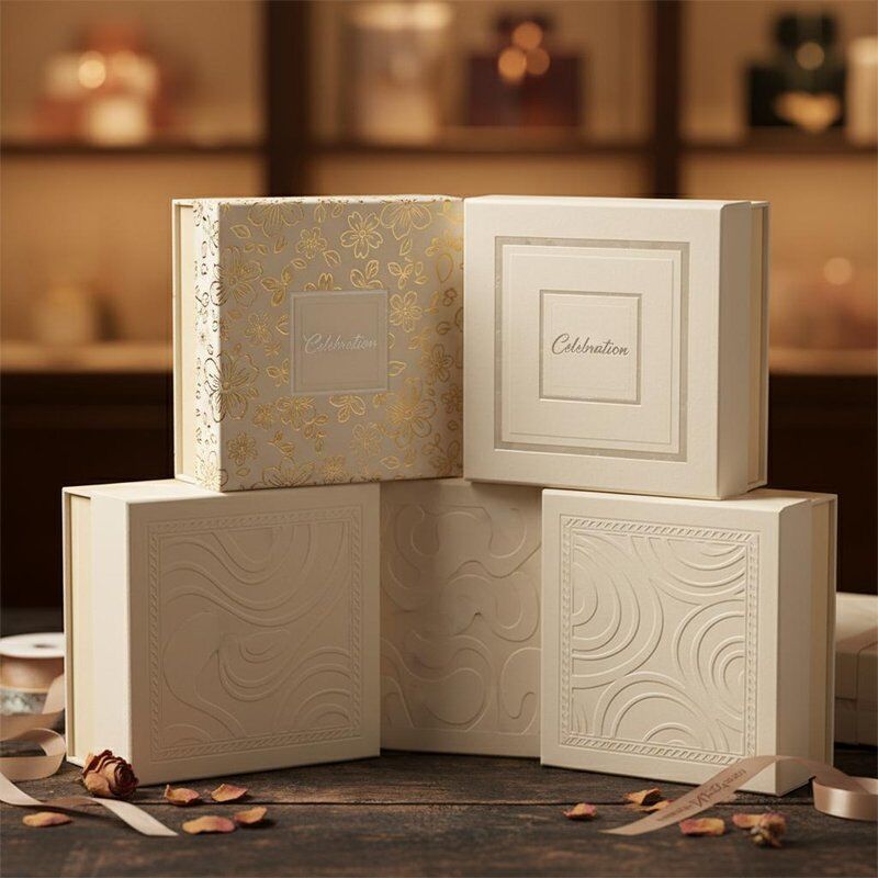 Custom Gift Boxes Packaging with Paperboard Liner and Special Finishing Hot Stamping Spot UV for Enhanced Visual Appeal